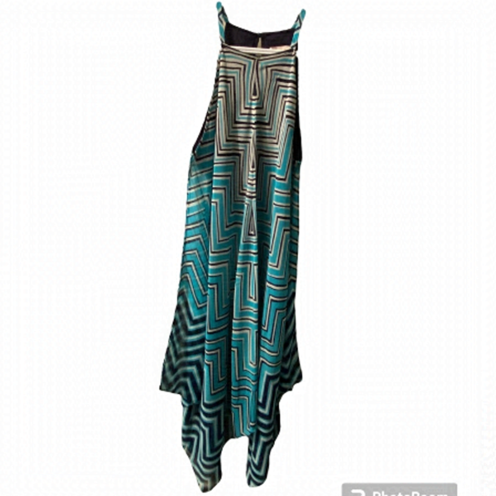 Dress Barn Turquoise Navy White Kerchief Dress Size 4